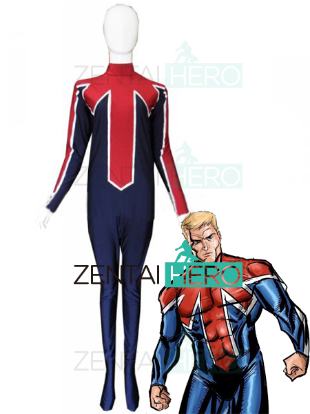 Blue And Red Captain Britain Superhero Costumes Brian Braddock